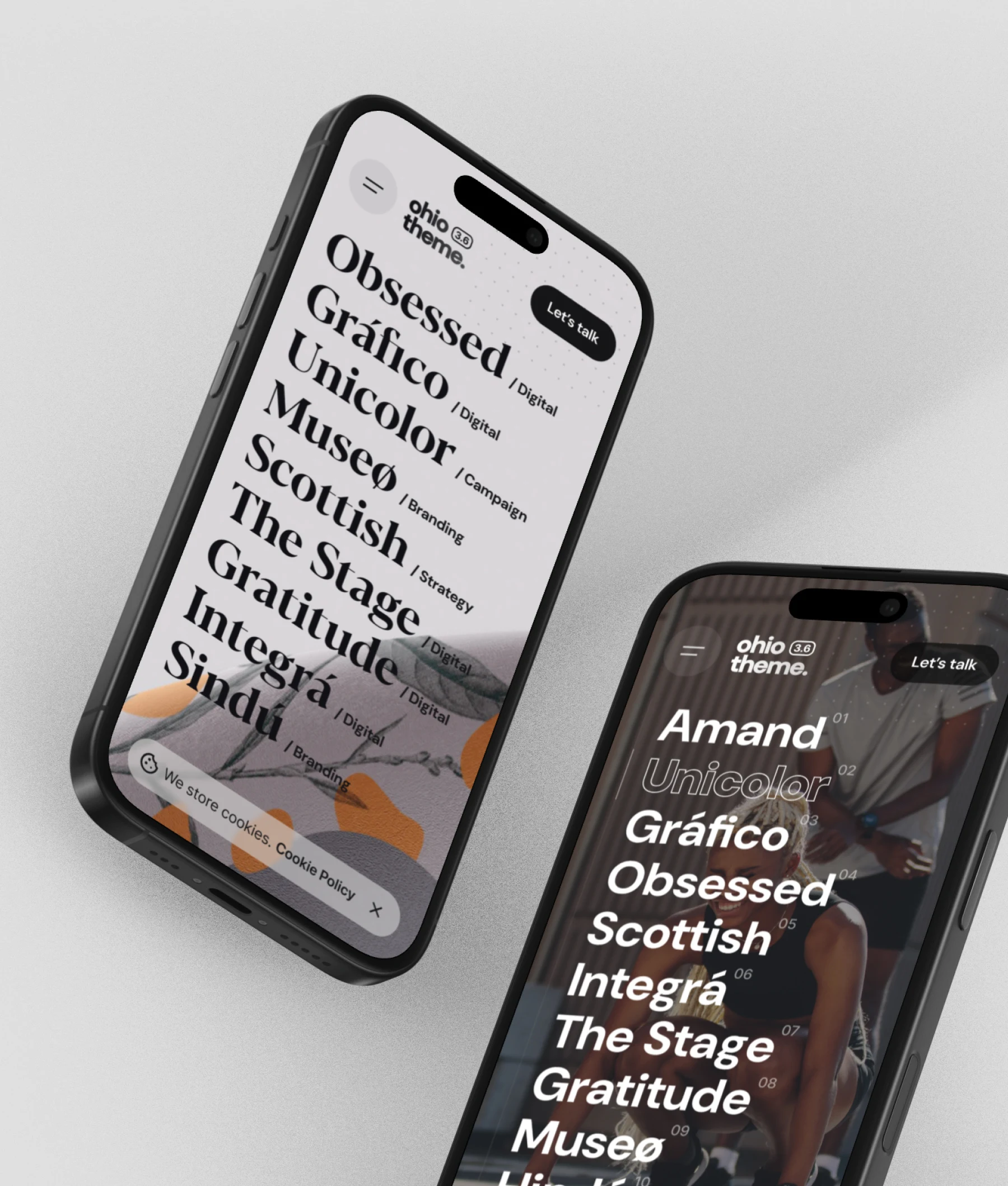 Two phones showing the Unicolor Store app